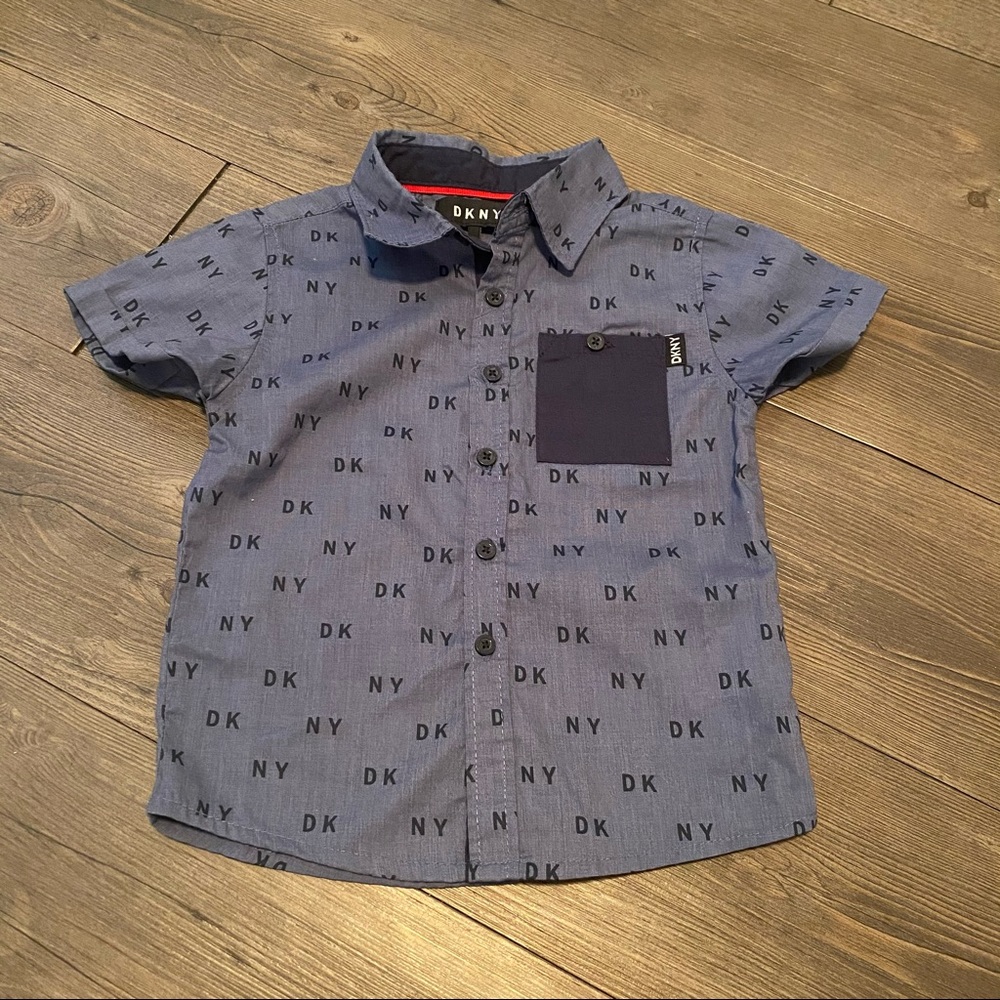 DKNY 3T short sleeve Blue button down shirt - Picture 1 of 7